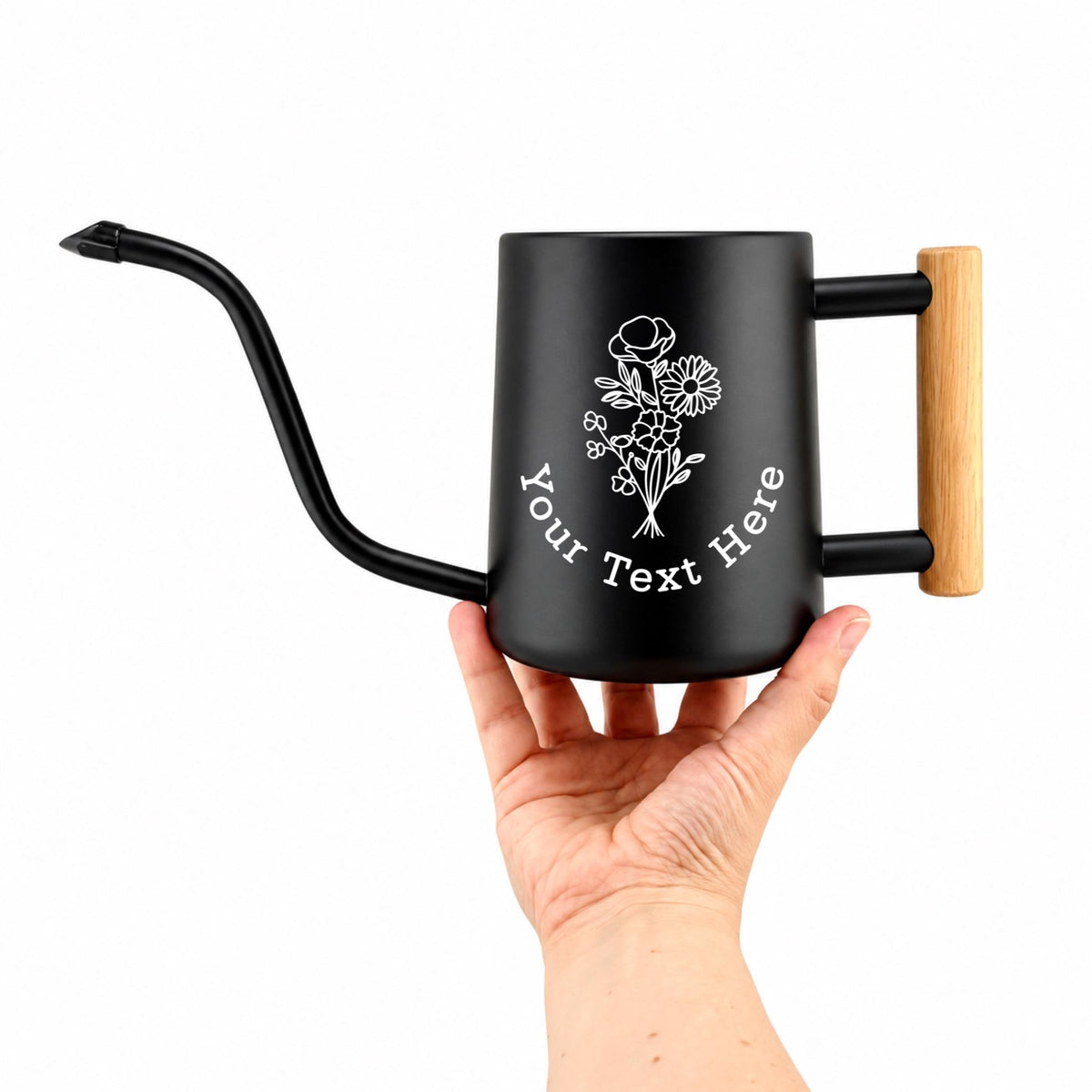 Personalized Watering Can with Flower Bouquet Design and Customizable Name or Word