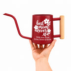 Personalized Watering Can: Best Mom Ever Floral Design and Wood Handle