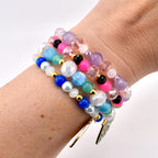 Moth Charm Beaded Stretch Bracelet | Celestial Enamel Moth Jewelry | Choose Your Color
