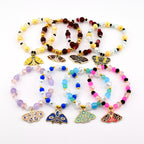 Moth Charm Beaded Stretch Bracelet | Celestial Enamel Moth Jewelry | Choose Your Color