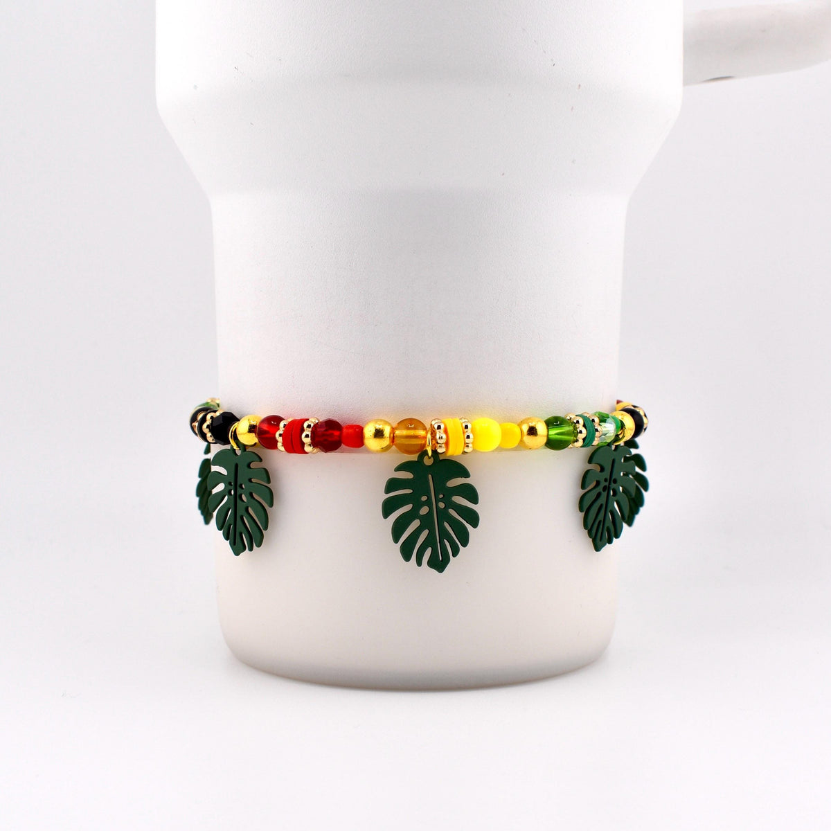 Tropical Rio Woods Bracelet Collection: Gold Red Yellow Green and Black Beaded Bracelets