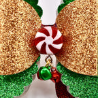Christmas Tumbler Bow | Glitter Straw Bow for Tumbler, Peppermint Jingle Bell Tumbler Charm, Red Green Gold Holiday Water Bottle Bow