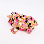 Pink and Black Halloween Charm Bracelet Set of 5