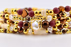 Fall Cabernet Bracelet Collection: Maroon, Gold, and Bronze Beaded Bracelets