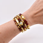 Fall Cabernet Bracelet Collection: Maroon, Gold, and Bronze Beaded Bracelets