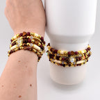 Fall Cabernet Bracelet Collection: Maroon, Gold, and Bronze Beaded Bracelets