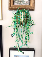 Handmade Beaded Trailing Plant Wall Decor | Frosted Glass, Pearls, Crystals (Damage-Free Hanging)