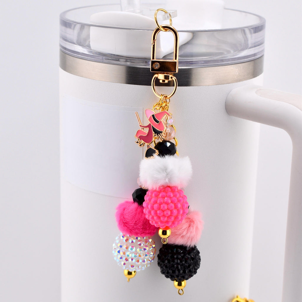 Pink and Black Halloween Tumbler Handle Charm