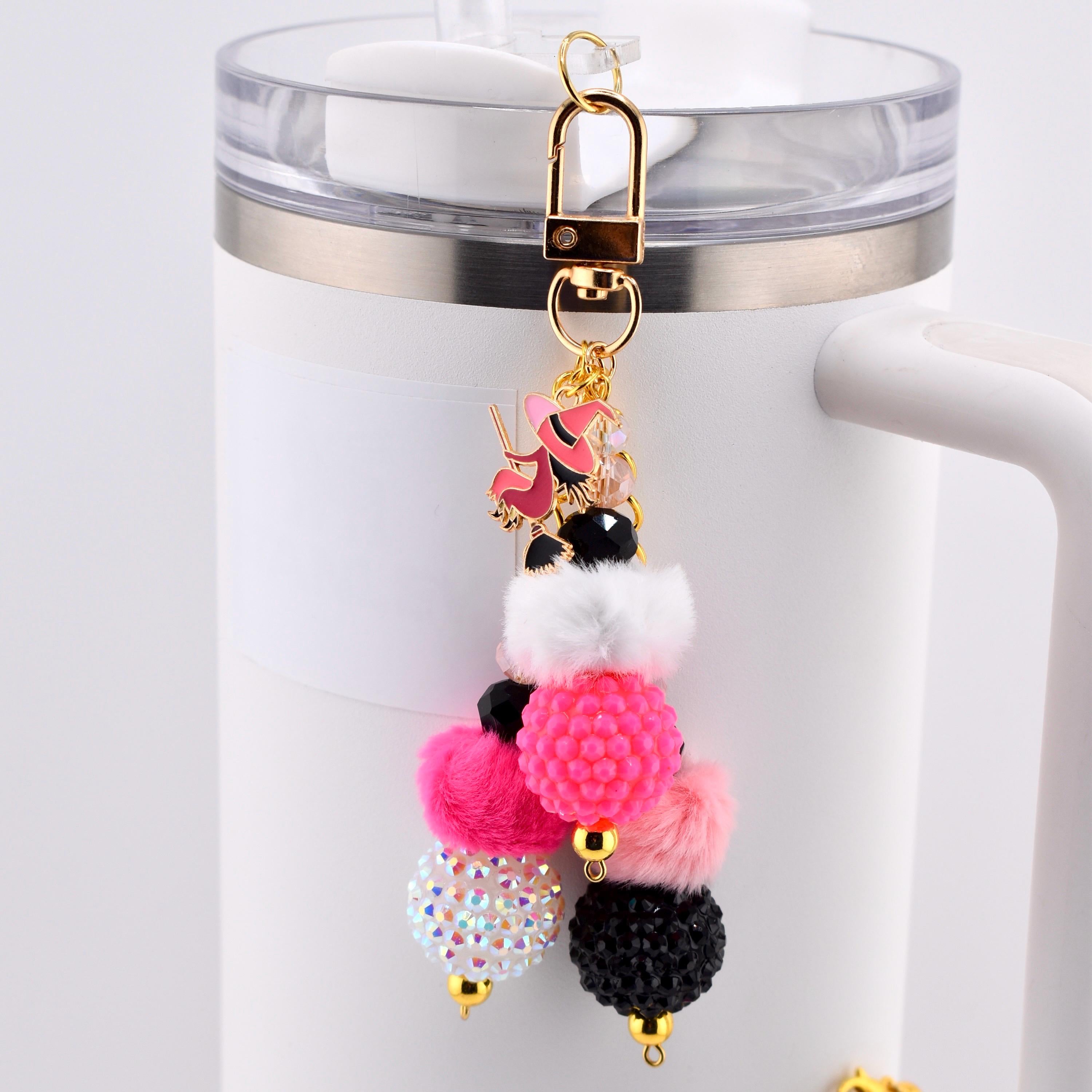 Pink and Black Halloween Tumbler Handle Charm