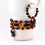 Bordeaux Lace Bracelet Collection: Red Black and Gold Beaded Bracelets with Rhinestone Spider Charm