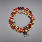 Bordeaux Lace Bracelet Collection: Red Black and Gold Beaded Bracelets with Rhinestone Spider Charm