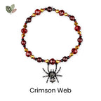 Bordeaux Lace Bracelet Collection: Red Black and Gold Beaded Bracelets with Rhinestone Spider Charm