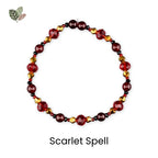 Bordeaux Lace Bracelet Collection: Red Black and Gold Beaded Bracelets with Rhinestone Spider Charm