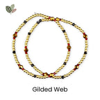 Bordeaux Lace Bracelet Collection: Red Black and Gold Beaded Bracelets with Rhinestone Spider Charm