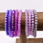 Purple Beaded Stretch Bracelet | Minimalist Bead Stacking Bracelet