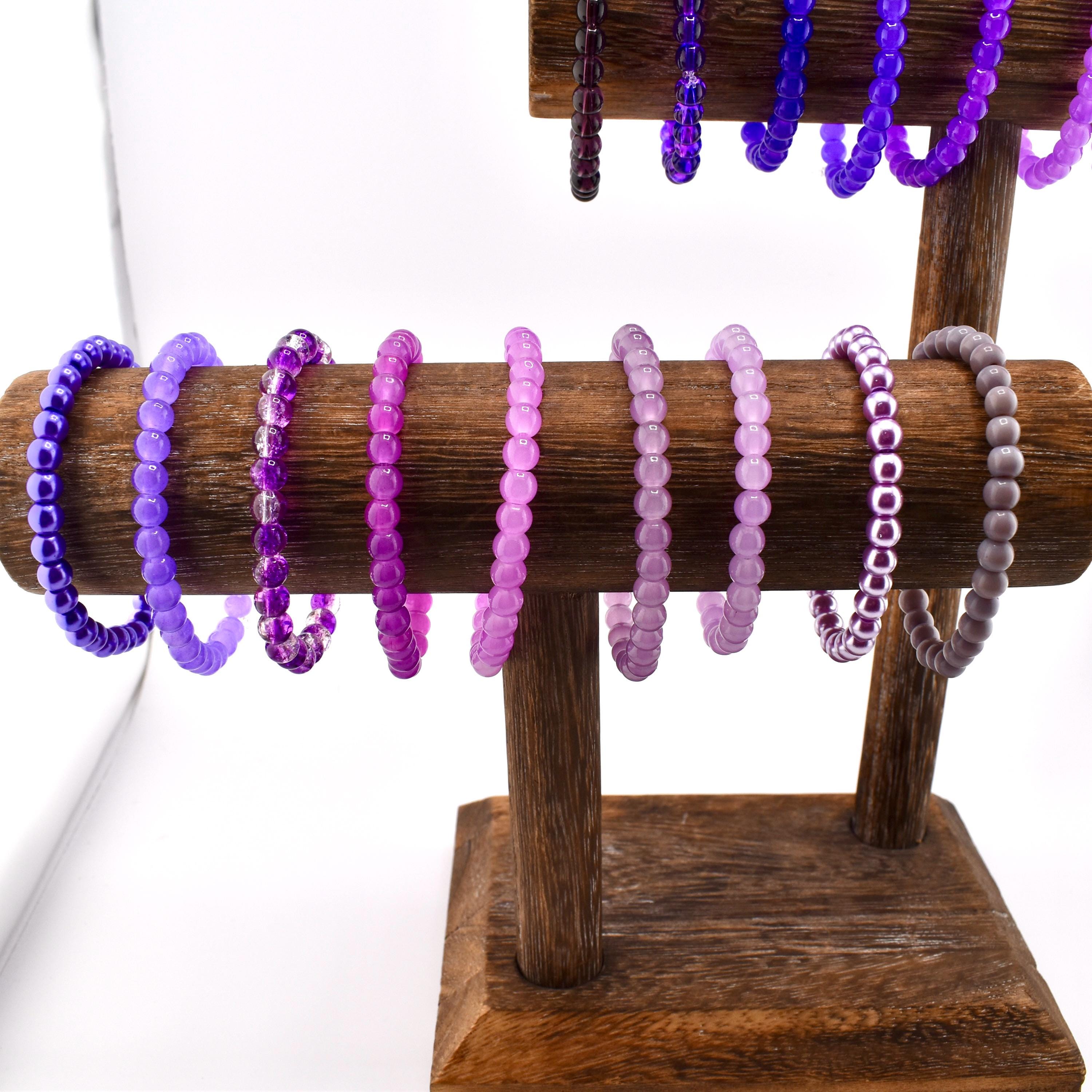 Purple Beaded Stretch Bracelet | Minimalist Bead Stacking Bracelet