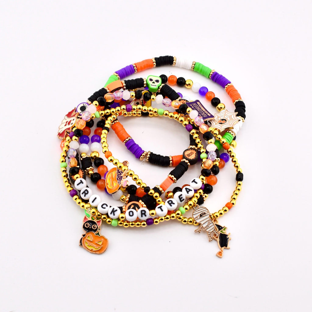 Trick or Treat Bracelet Collection: Halloween Charm Bracelet Stack