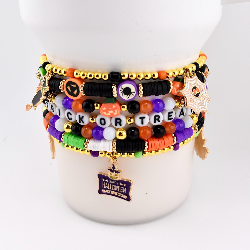 Trick or Treat Bracelet Collection: Halloween Charm Bracelet Stack