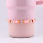 Blossom Gloss Bracelet Collection: Light Pink and Gold Stackable Bracelets