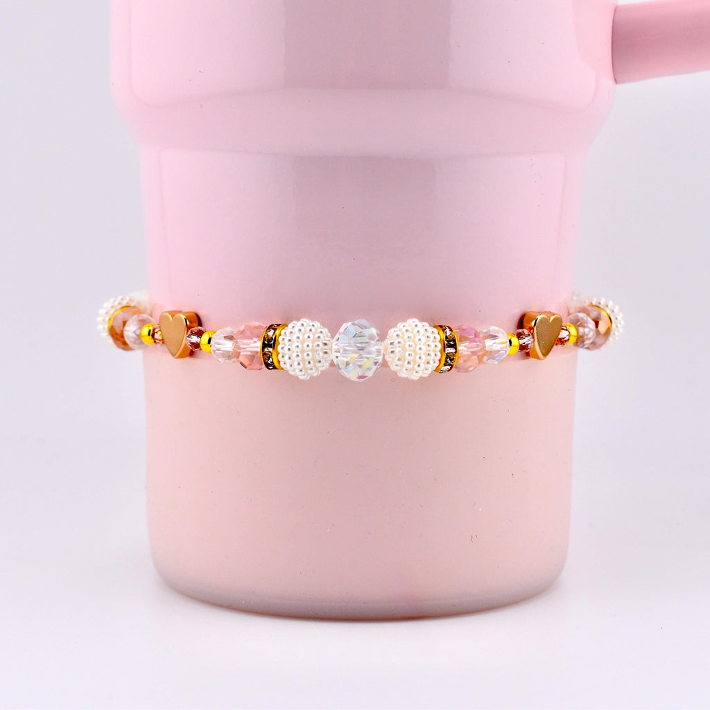 Blossom Gloss Bracelet Collection: Light Pink and Gold Stackable Bracelets