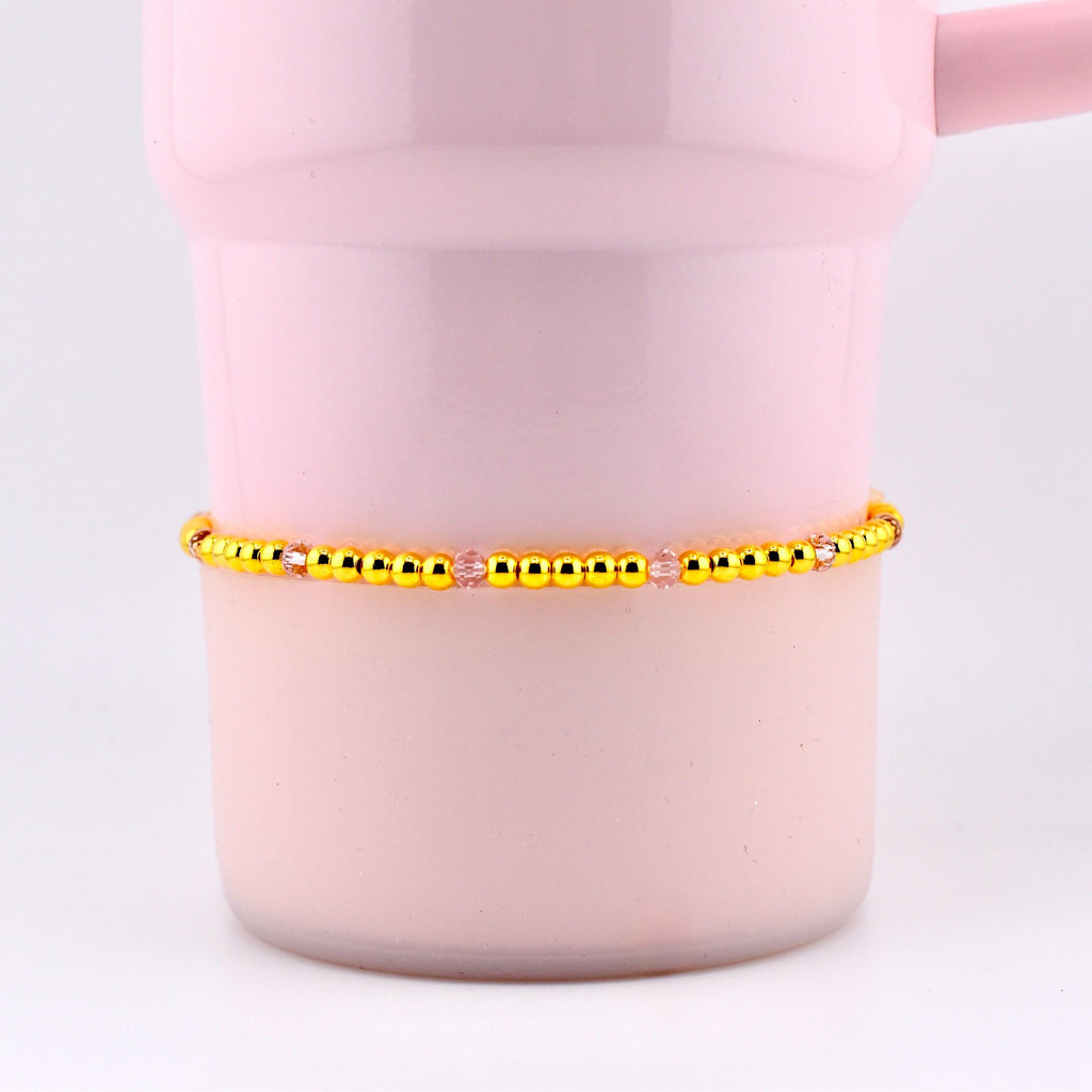 Blossom Gloss Bracelet Collection: Light Pink and Gold Stackable Bracelets