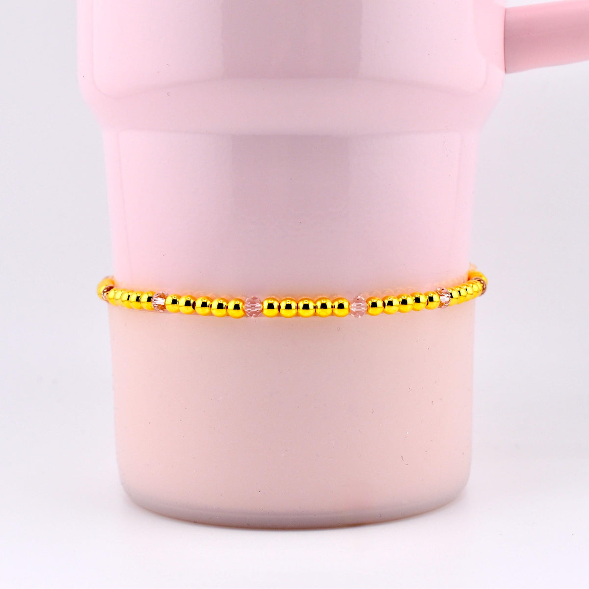Blossom Gloss Bracelet Collection: Light Pink and Gold Stackable Bracelets