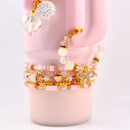 Blossom Gloss Bracelet Collection: Light Pink and Gold Stackable Bracelets