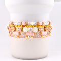 Blossom Gloss Bracelet Collection: Light Pink and Gold Stackable Bracelets