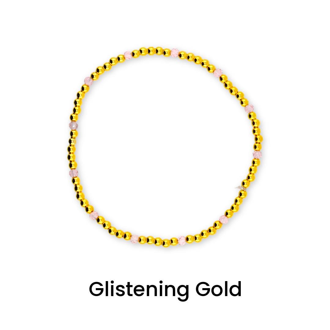 Blossom Gloss Bracelet Collection: Light Pink and Gold Stackable Bracelets