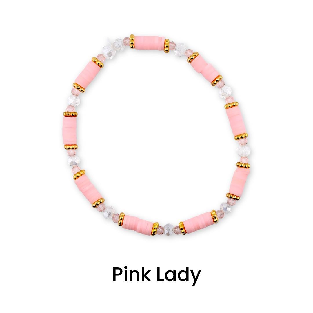 Blossom Gloss Bracelet Collection: Light Pink and Gold Stackable Bracelets