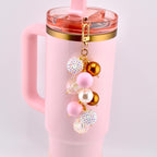 Blossom Gloss Tumbler Straw Charm: Pink Pearl and Gold Beaded Straw Dangle