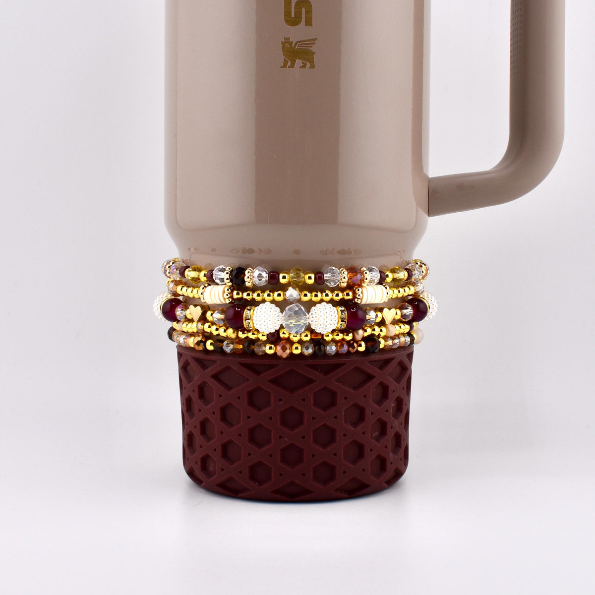 Bedrock Gloss Handmade Beaded Bracelet Collection: Burgundy Gold and Cream Bracelets