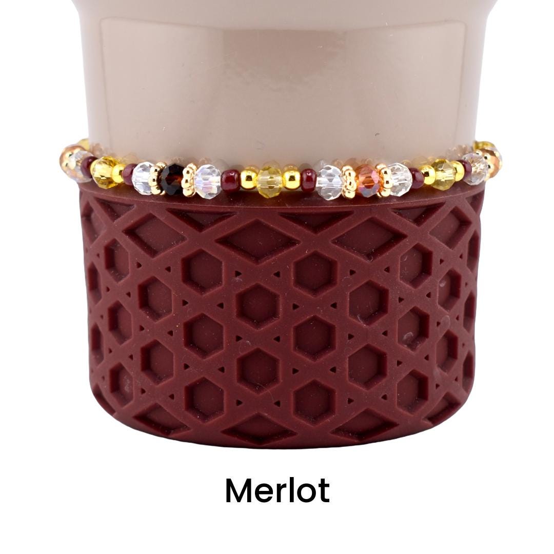 Bedrock Gloss Handmade Beaded Bracelet Collection: Burgundy Gold and Cream Bracelets