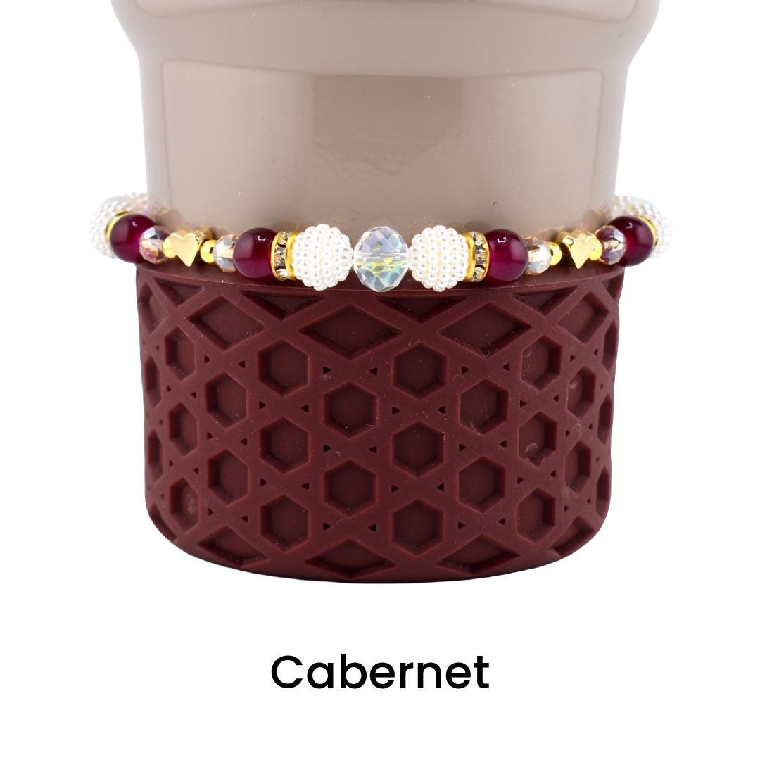 Bedrock Gloss Handmade Beaded Bracelet Collection: Burgundy Gold and Cream Bracelets