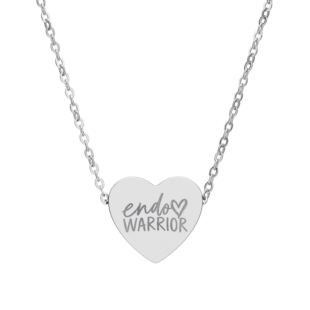 Endo Warrior Heart Necklace | Engraved Endometriosis Awareness Jewelry