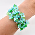 Blue Garden Bracelet | Blue Flower Beaded Stretch Bracelet