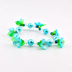 Blue Garden Bracelet | Blue Flower Beaded Stretch Bracelet