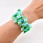 Blue Garden Bracelet | Blue Flower Beaded Stretch Bracelet