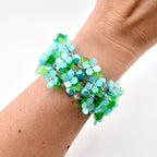 Blue Garden Bracelet | Blue Flower Beaded Stretch Bracelet