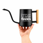 Personalized Watering Can with Flower Design and Customizable Name or Word