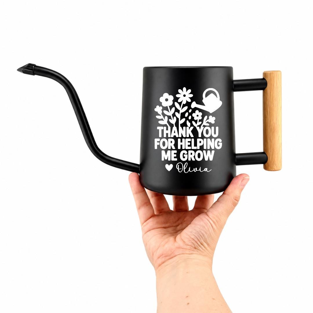 Personalized Metal Watering Can with Thank You for Helping Me Grow Design