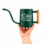 Personalized Watering Can with Flowers and Gardening Tools and Customizable Word Design