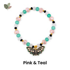 Moth Charm Beaded Stretch Bracelet | Celestial Enamel Moth Jewelry | Choose Your Color