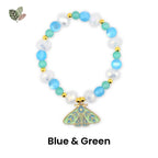 Moth Charm Beaded Stretch Bracelet | Celestial Enamel Moth Jewelry | Choose Your Color