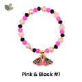 Moth Charm Beaded Stretch Bracelet | Celestial Enamel Moth Jewelry | Choose Your Color