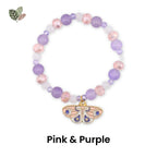 Moth Charm Beaded Stretch Bracelet | Celestial Enamel Moth Jewelry | Choose Your Color