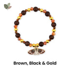 Moth Charm Beaded Stretch Bracelet | Celestial Enamel Moth Jewelry | Choose Your Color