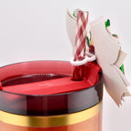 Christmas Tumbler Bow | Glitter Straw Bow for Tumbler, Peppermint Jingle Bell Tumbler Charm, Red Green Gold Holiday Water Bottle Bow