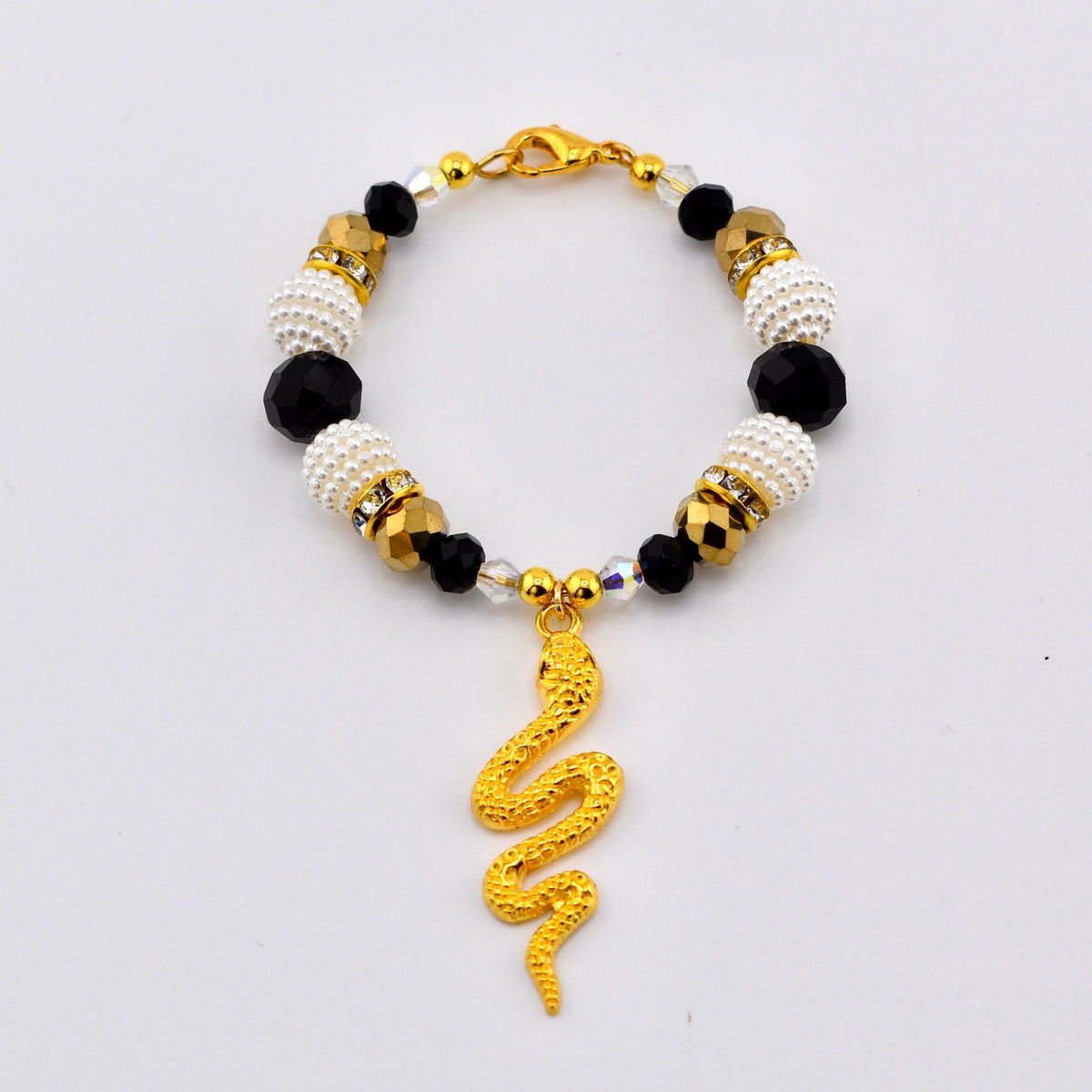 Black and Gold Snake or Moth Tumbler Handle Charm