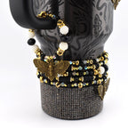 Black and Gold Snake or Moth Tumbler Handle Charm